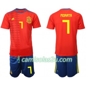 Camisolas de Futebol Espanha MORATA 7 Criança Equipamento Principal 2019 Manga Curta